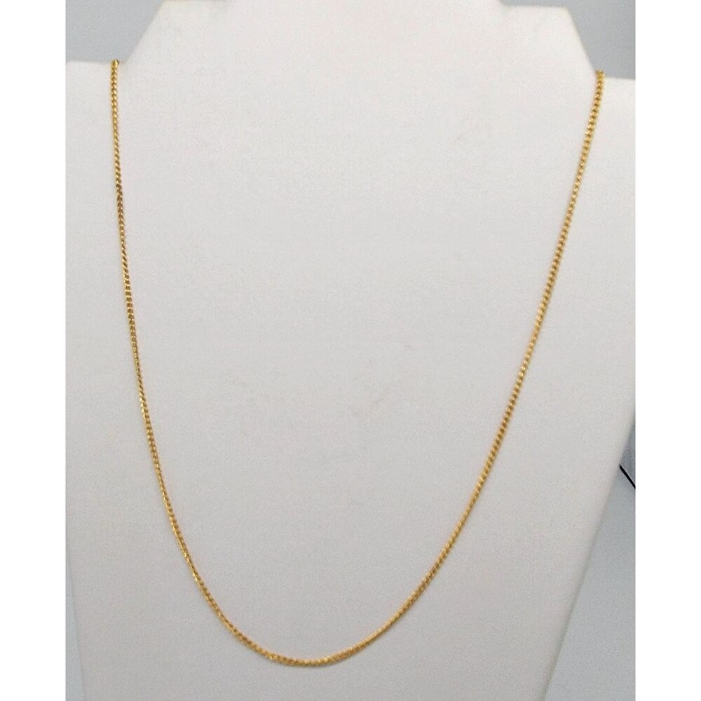 Gold Tone 23.5" Thin Curb Link Chain Necklace Delicate Minimalist Barrel Clasp